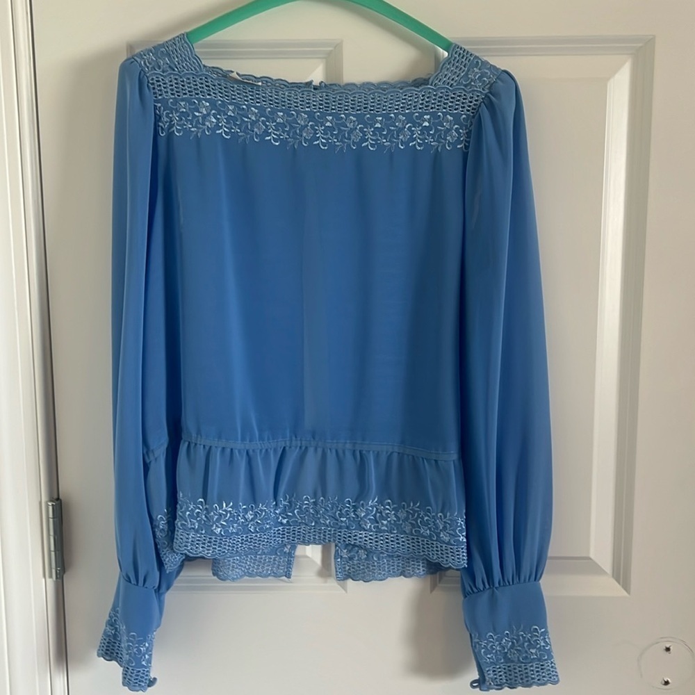 Gorgeous Blue Vintage Blue with Exquisite Embroidered Detail Open Back Size S/M